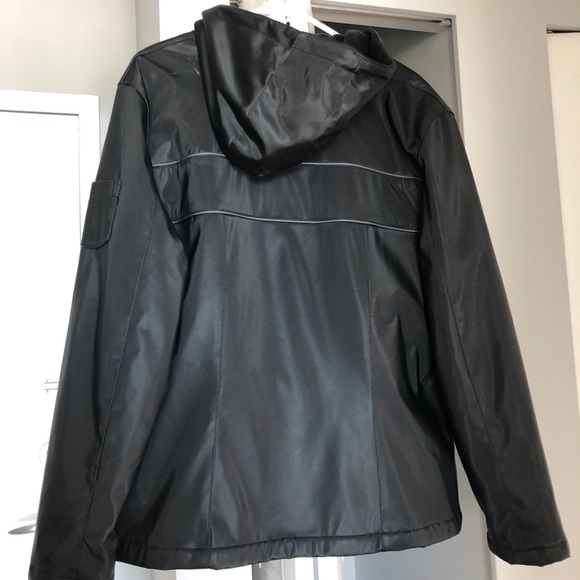 Black winter jacket with hood - Picture 2 of 2